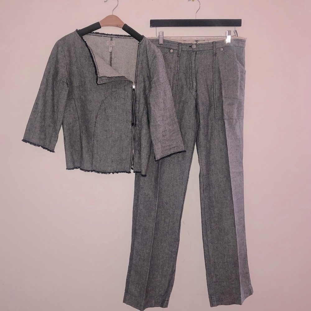 ARMANI JEANS]  Set: Denim Jean Jacket & Wide leg pants